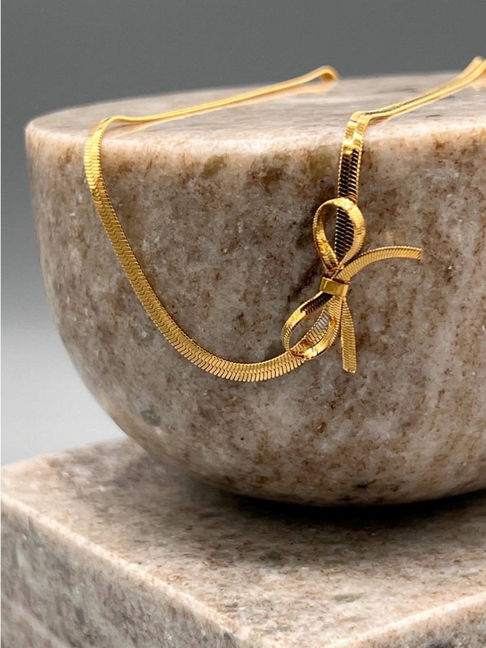 Elegant Gold Bow Pendant Necklace - Stainless Steel